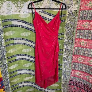 Vintage Y2K Rampage Red Sparkly Baddie Mini Dress Size Small